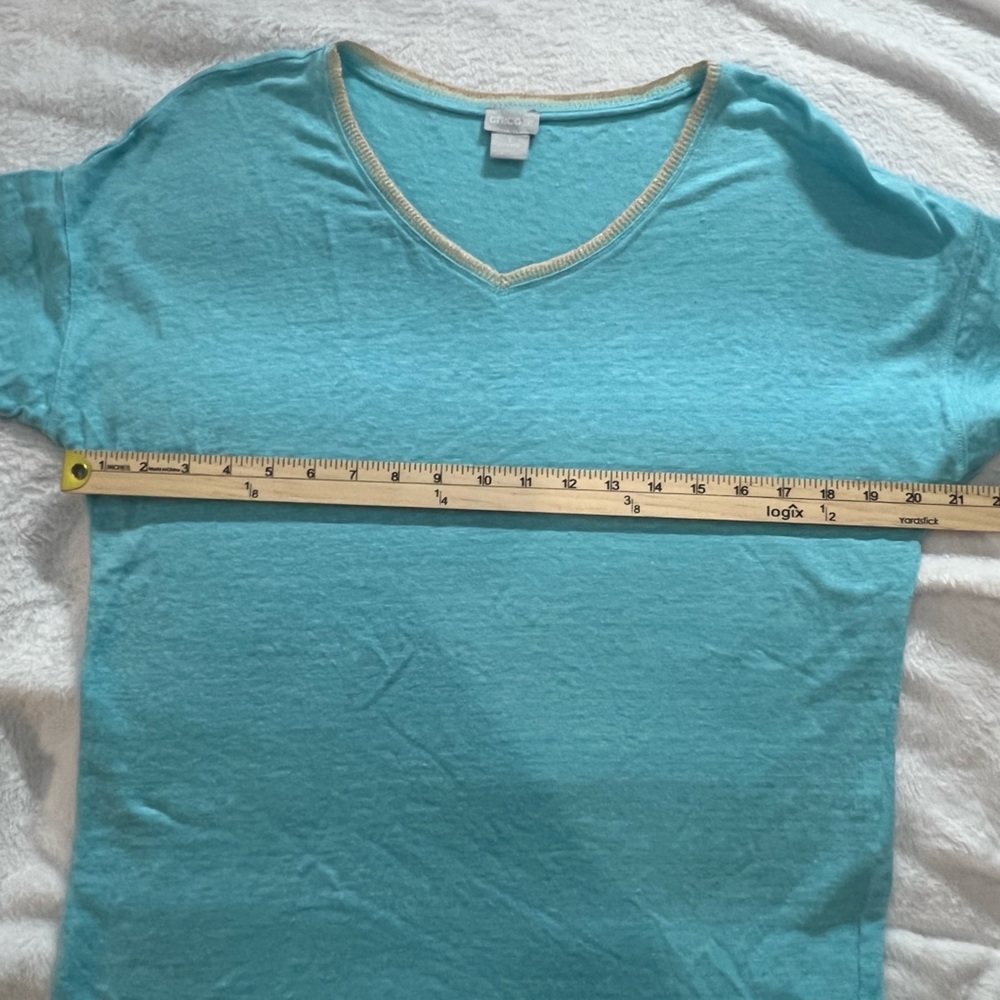 Chico's Aqua Short Sleeve Crewneck Tee - Picture 3 of 4